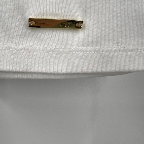 Jones New York Signature White Short Sleeve Woven Vneckline Women's Large NWT - Picture 8 of 10